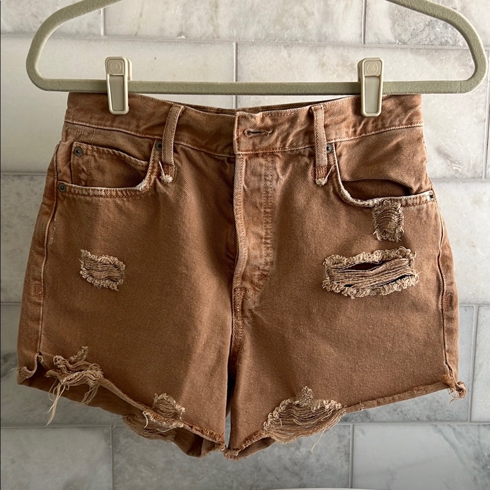 Twenty Brown Distressed Jean Shorts